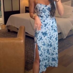 Abercrombie A&F Camille Blue Floral Midi Dress XS